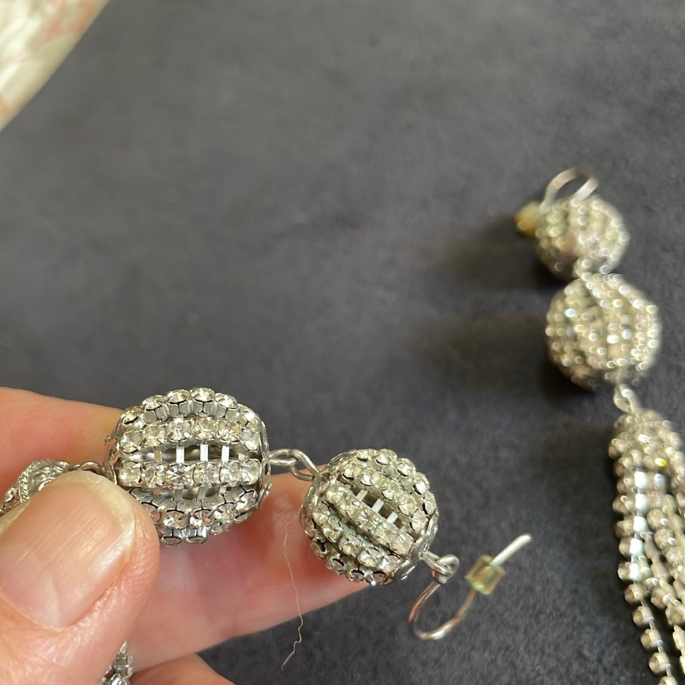 Rhinestone Ball Drop Statement Earrings - image 3